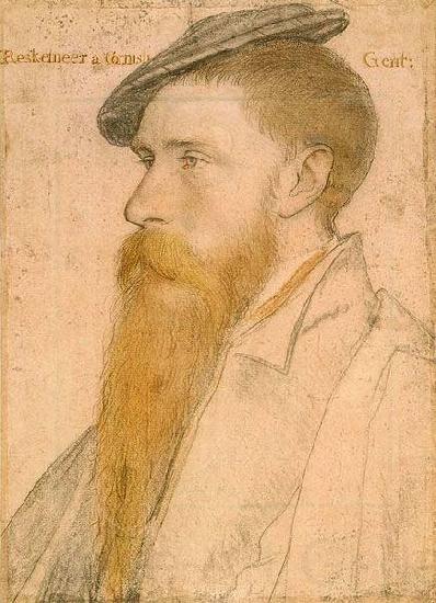 Hans holbein the younger Portrait of William Reskimer. Coloured chalks on pink-primed paper Germany oil painting art